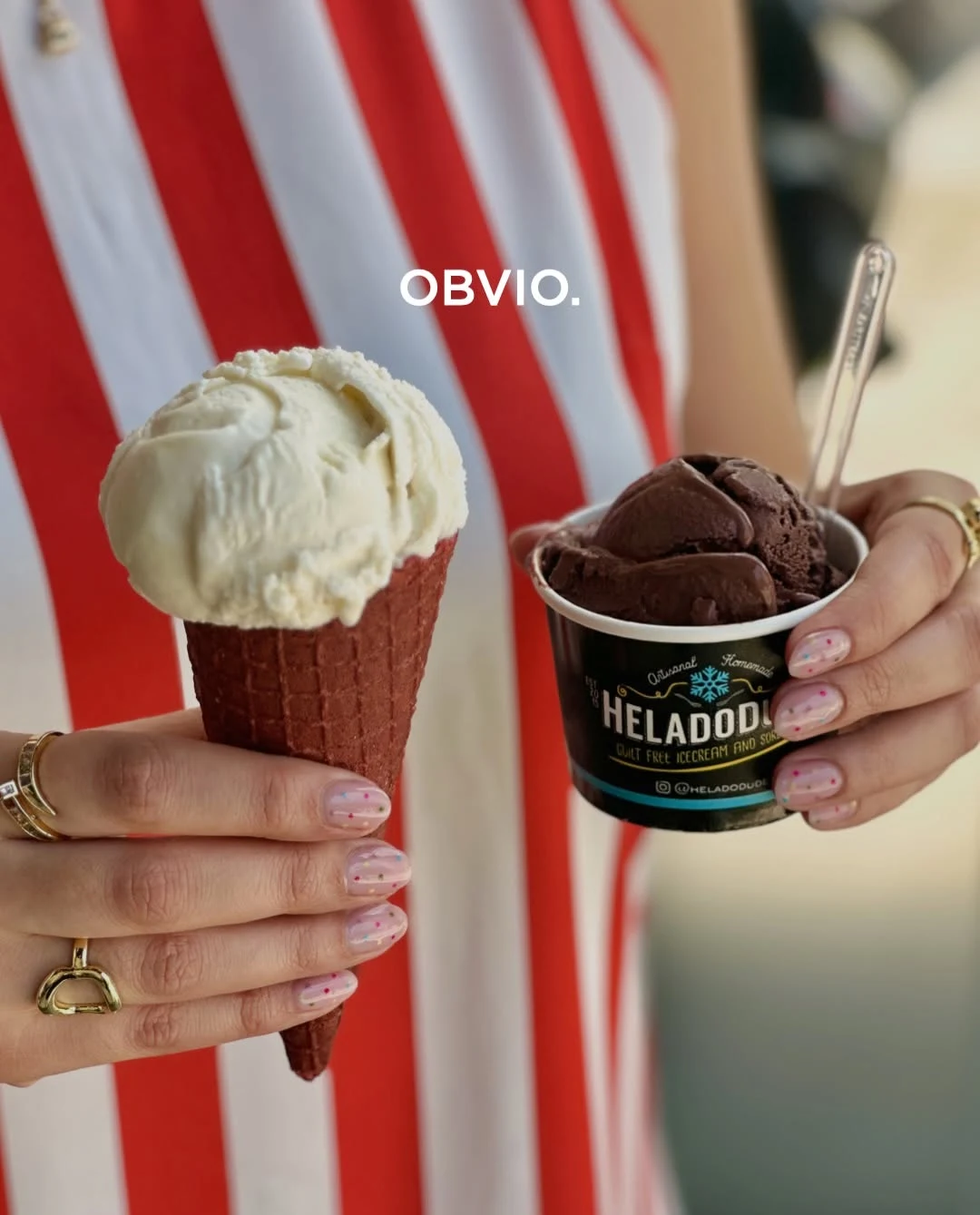 Helados de vainilla y chocolate para compartir