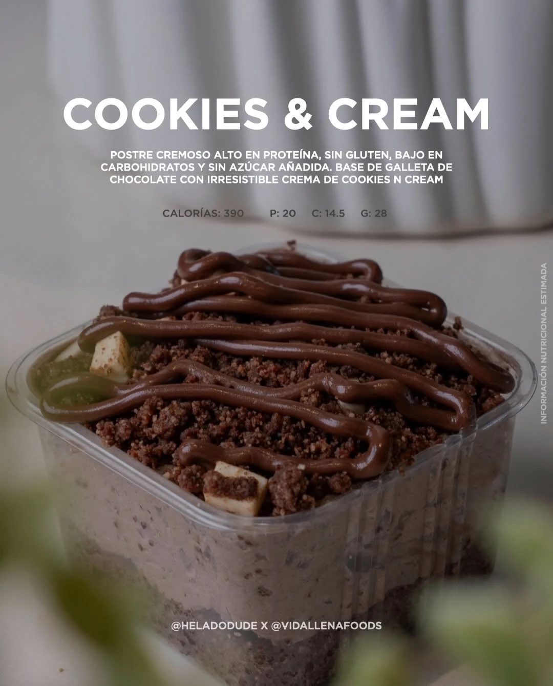 Postre Cookies & Cream de Vida Llena Foods