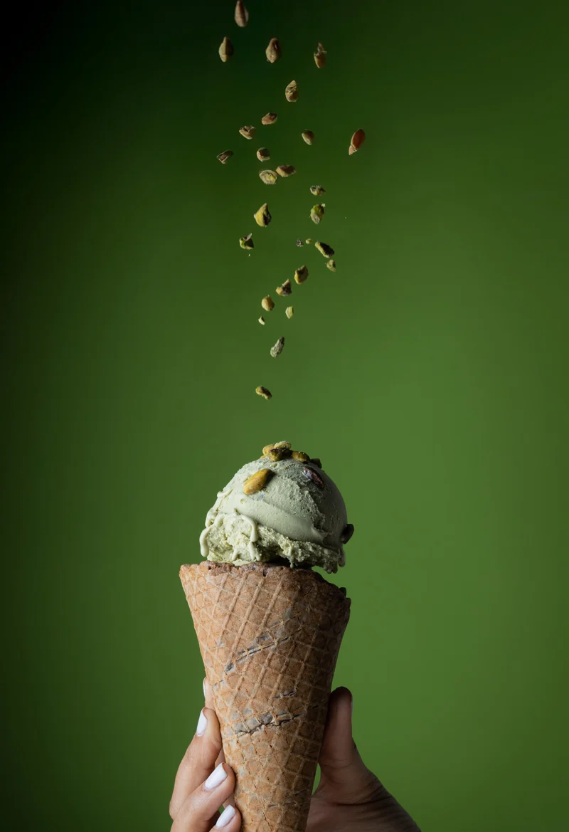 Helado Pistacho, fotografía de la ficha de la línea Zero